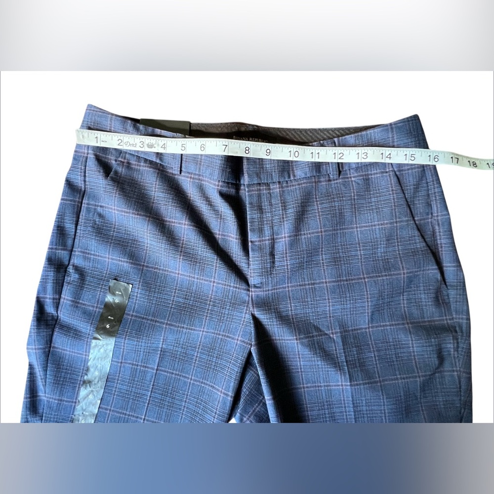 Banana Republic NEW Ryan Women’s Navy Blue Plaid Slim Straight Leg Pants Trouser - Picture 12 of 15